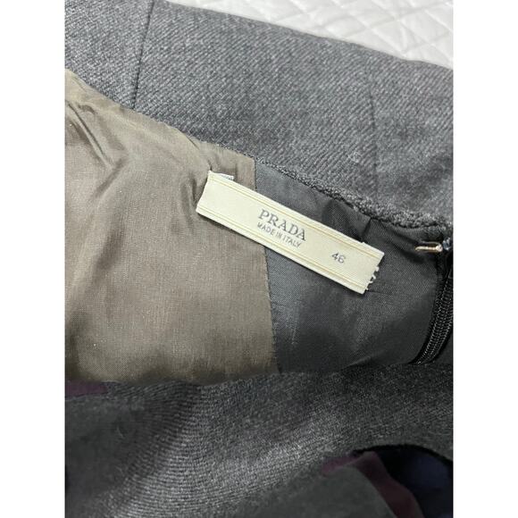 Prada Designer Vintage Gray Sweetheart Neck Wool Midi length Dress Sz 46/Lg/14 - Picture 10 of 14